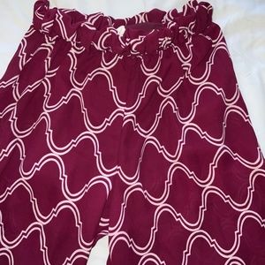 Mesh Burgandy Flare Pants